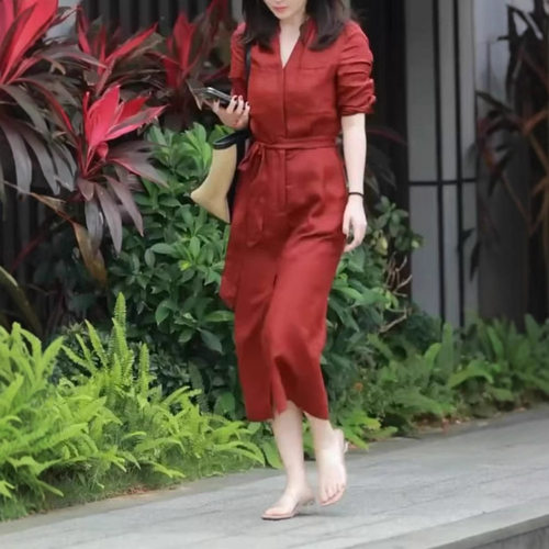 英国cherry kitty春季新款时尚名媛简约中长款连衣裙色洋气