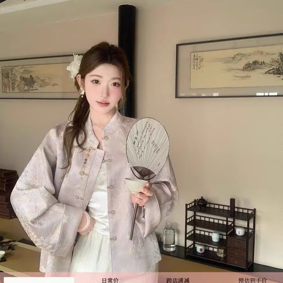 NMIOK 2/19 20:00上新~重工提花新中式国风紫色盘扣外套