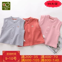 Rabbi vest bé 2019 mới thu đông 1 lớp đơn cho bé vest vest cotton nguyên chất vest vest vai 12-4 tuổi - Áo ghi lê mẫu áo len gile trẻ em 