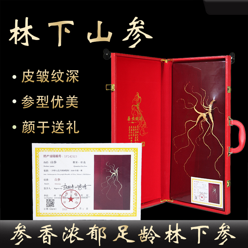 正宗东北长白山人参礼盒带证书山参野生林下参干参泡酒送礼