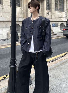 Med老叔 原创小香风夹克圆领设计工装风口袋短款时尚高级潮流外套