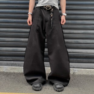 复古拖地休闲裤 美式 男 原创小众Cleanfit解构阔腿弯刀西裤 Med老叔