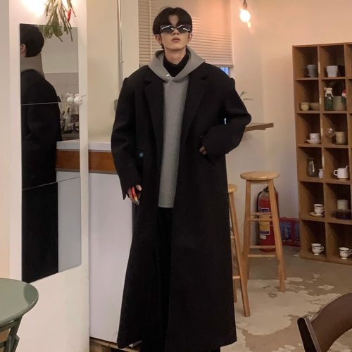 长款棉冬季垫肩大衣长款过膝风衣