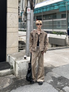 Med老叔 早秋原创新款废土高级感解构廓形垫肩牛仔外套宽松上衣潮
