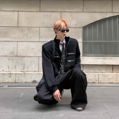 立领春秋宽松立领夹克短款外套