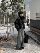 宽松百搭棉衣面包服外套纯色棉袄 加厚男棉服保暖冬装 Med老叔 冬季