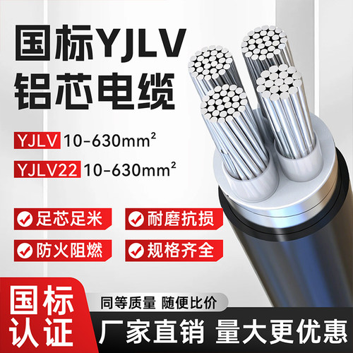 YJLV22国标铝芯铠装阻燃电缆线