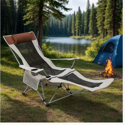 德国进口户外折叠躺椅露营椅子便携式午休折叠床沙滩月亮椅钓鱼椅