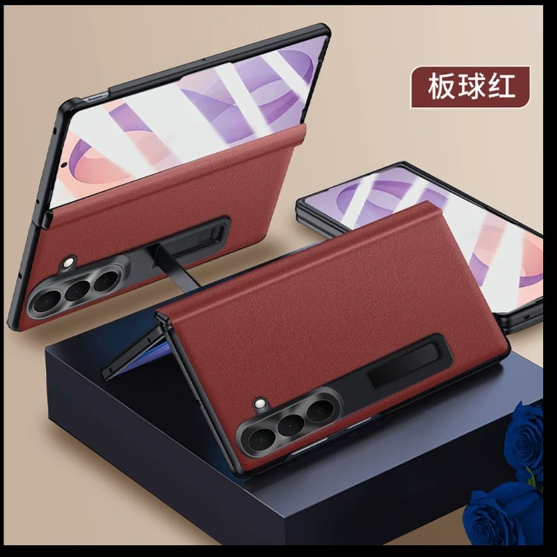 适用于三星fold8ultra手机壳真皮新款壳膜一体磁吸铰链保护壳Fold8新款边框全包中轴防摔前后双壳镂空外壳