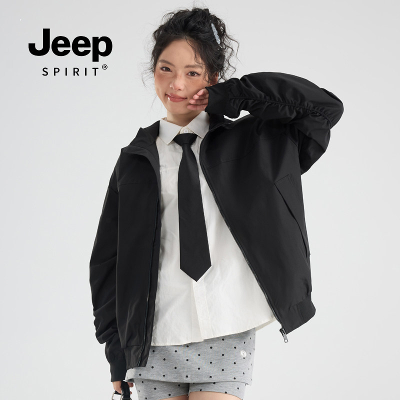 JEEP SPIRIT秋季立领夹克男女通用春秋拉链休闲工装外套高级感