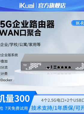 爱快R300企业级有线全千兆2.5G路由器多WAN口宽带叠加/行为管理/AC管理/支持IPv6带机量300不带wifi