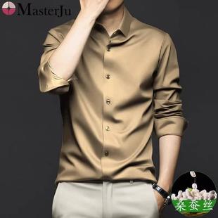 商务休闲高级感衬衣春秋季 2025年新款 长袖 男士 桑蚕丝高端真丝衬衫