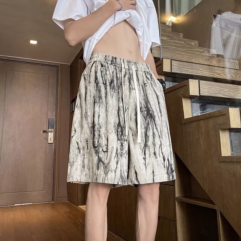 夏季新款美式短裤男潮牌薄款设计感小众宽松大码运动休闲五分裤子