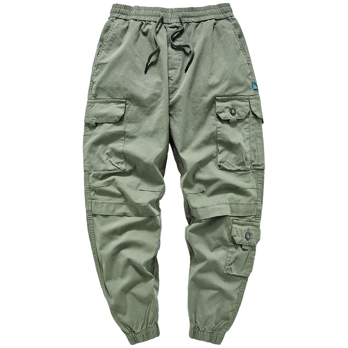 多口袋工装裤男2025新款抽绳束脚裤日系复古宽松百搭休闲裤子