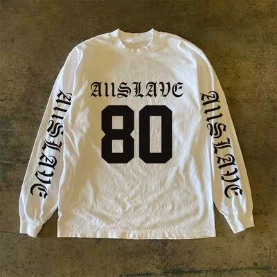 260G重磅螺口长袖焚文风高街潮流美式印花简约新款休闲宽松百搭