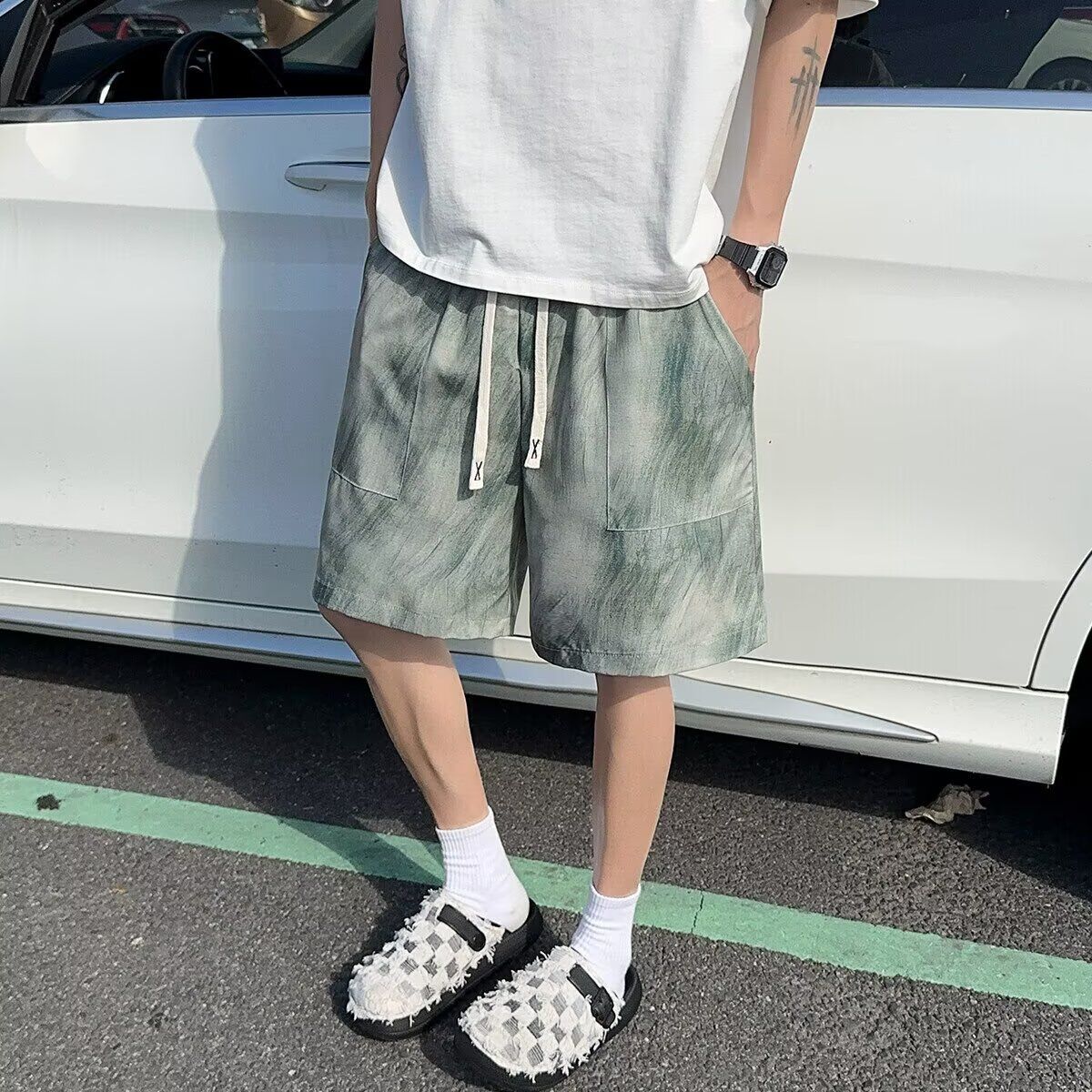 夏季男士短裤工装裤宽松加肥加大码五分裤休闲中裤胖子直筒裤