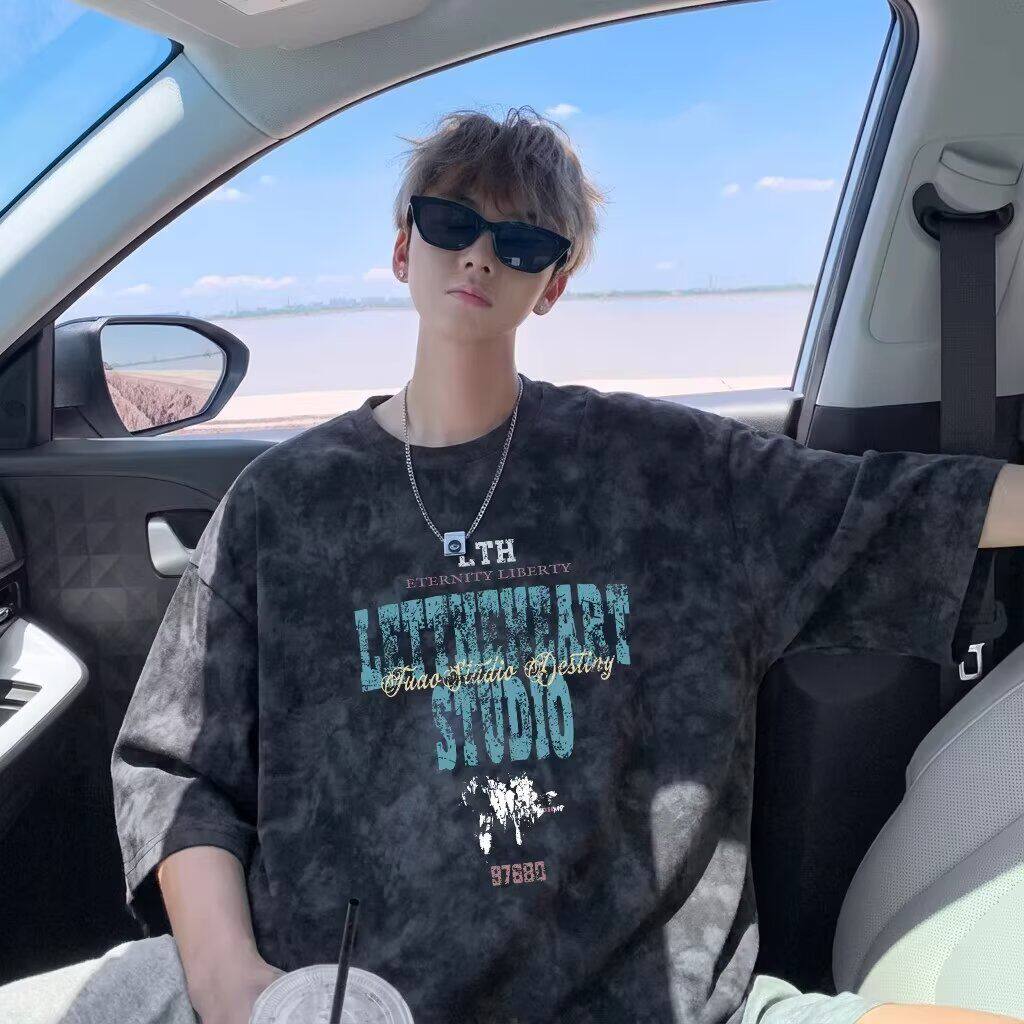 美式复古高街黑色短袖t恤女夏季潮牌宽松设计感小众半袖体恤