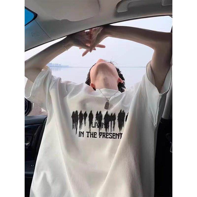 港风美式复古潮牌重磅短袖T恤男夏季宽松百搭ins潮流痞帅半袖