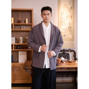 国风棉麻上衣男女同款 新款 2025秋季 双层v领外套MW12822 照本堂