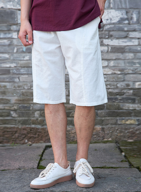 【照本堂棉麻】男女同款宽松舒适亚麻短裤五分裤新款M22323