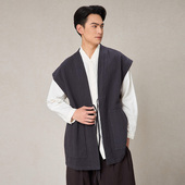 上衣10支棉麻简约原创坎肩马夹M12536 中式 照本堂男装 2025新款