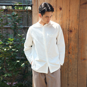 男20支暗门襟长袖 上衣M12623 新款 纯色棉麻衬衫 照本堂 2025秋季