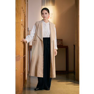 【照本堂】2025秋季新款女装新中式时尚大翻领中长款马甲W12786