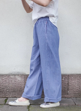 【照本堂棉麻】直筒裤原创设计21支女裤宽松休闲长裤W21057