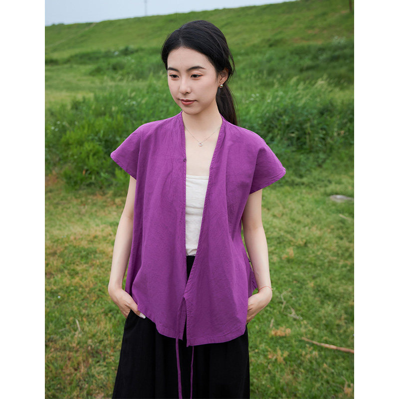 【照本堂】2026夏季新款新中式女装棉麻30支帽袖汉服上衣女W12718