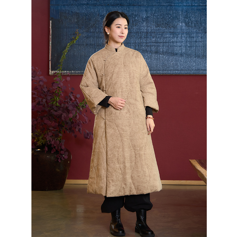 【照本堂】2025冬季新款女装新中式加厚保暖斜襟盘扣棉袍女W32865