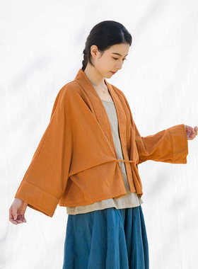 【照本堂女装】秋季新款亚麻上衣女20支中式棉麻盘扣开衫W12429