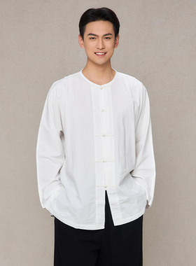 【照本堂棉麻】中国风复古中式原创禅意宽松国风盘扣衬衫M1168