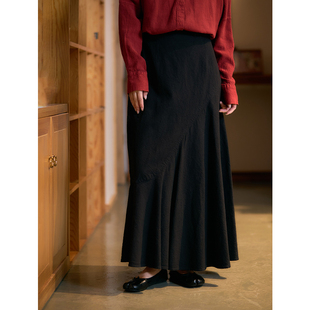 照本堂 棉麻长裙10支时尚 2026春季 女装 大摆半身裙W22775 新款