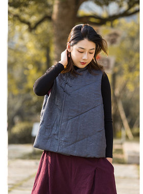 【照本堂】秋冬新款新中式女装上衣立领盘扣国风棉马夹W12377