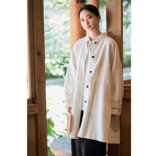 【照本堂】2025冬季新款女装新中式国风风衣双层立领外套女W12790