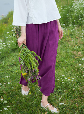 【照本堂】2025早秋新款新中式女装天丝麻时尚跨裆休闲裤女W22721