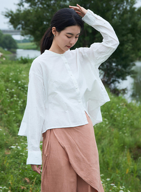 【照本堂】2025秋季新款新中式女装棉麻30支盘扣国风衬衫女W12713
