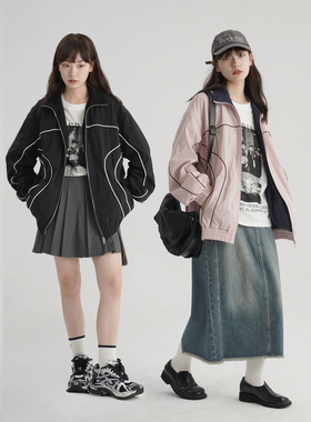 【现货】KeepBlue ins风户外复古运动嵌条上衣无性别薄款双色外套