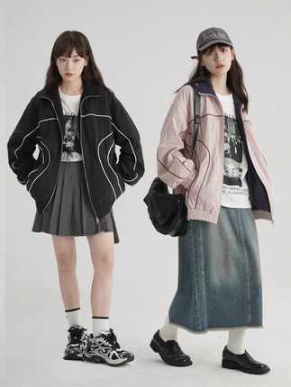 【现货】KeepBlue ins风户外复古运动嵌条上衣无性别薄款双色外套