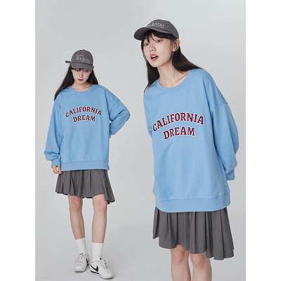 【现货】KeepBlue | 奶fufu的蓝色卫衣女休闲贴布绣字母套头上衣