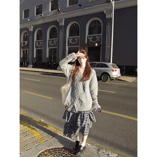 KeepBlue|沿海公路 不规则格纹蛋糕裙多层半身裙冬天配大衣的裙子