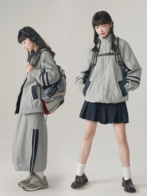 【现货】KeepBlue | 复古撞色女款立领运动外套夹克双面穿ins感