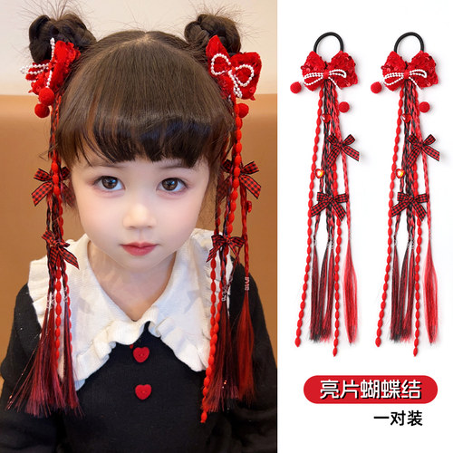 女童过年洋气蝴蝶结马尾辫发绳