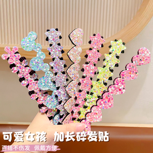 儿童加长碎发刘海贴发箍女童可爱五角星爱心发帖小女孩魔术贴头箍