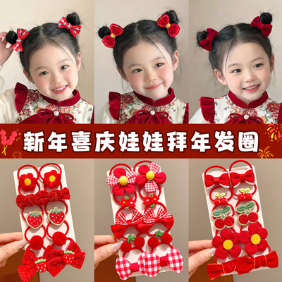 儿童皮筋新年头饰蝴蝶结头绳