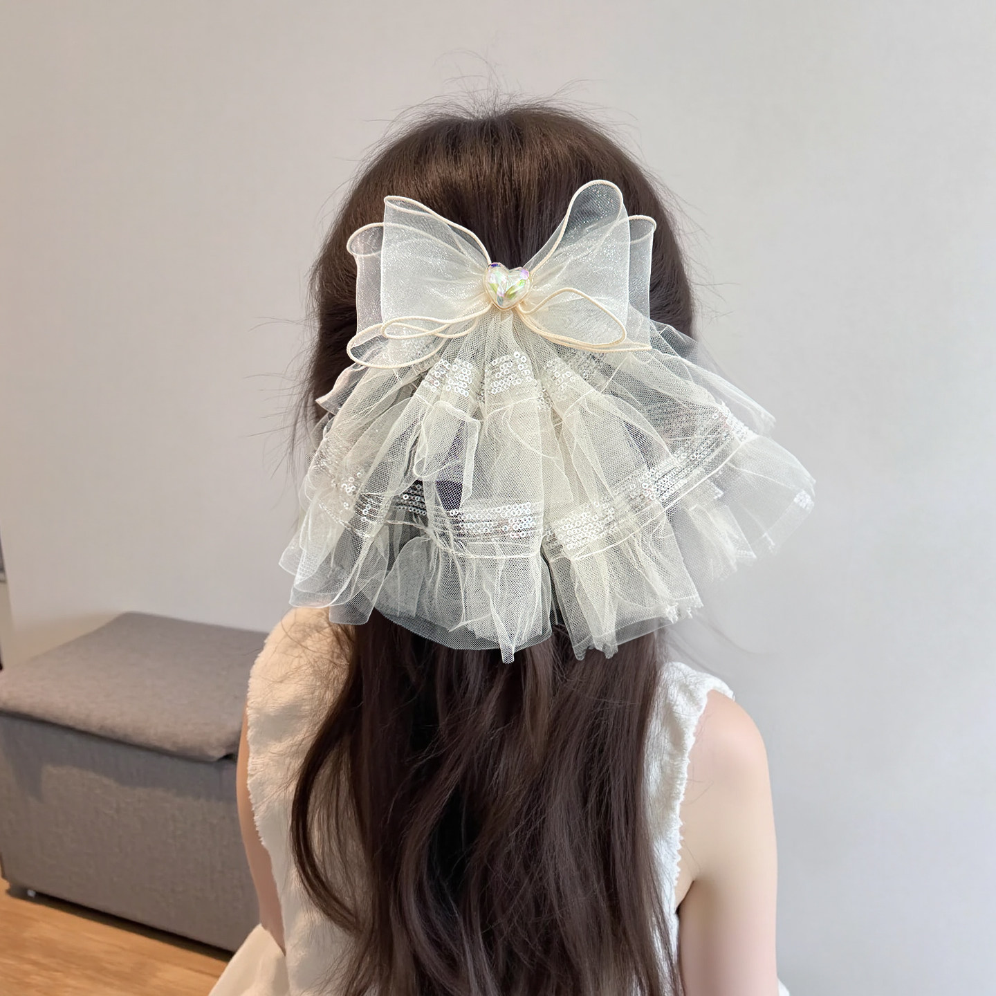 在逃公主网纱蝴蝶结发夹