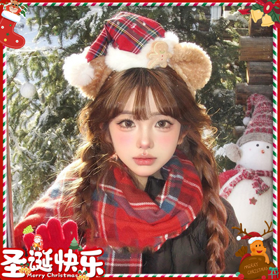 2025圣诞节冬季雪莉玫毛绒发箍女