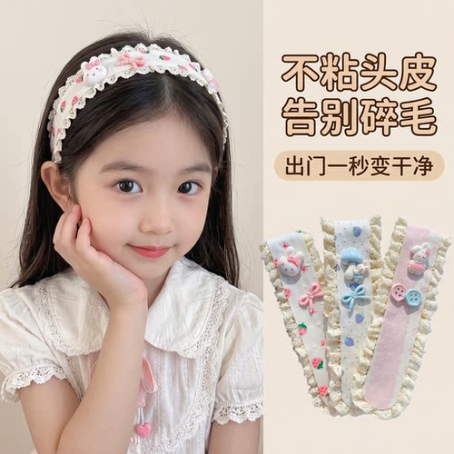 女童蕾丝卡通魔术贴不伤发刘海贴