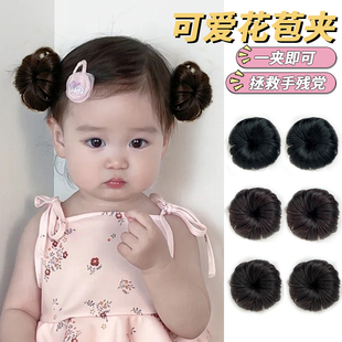 儿童花苞头发饰宝宝可爱丸子头发夹网红婴儿仿真假发发卡鸭嘴夹