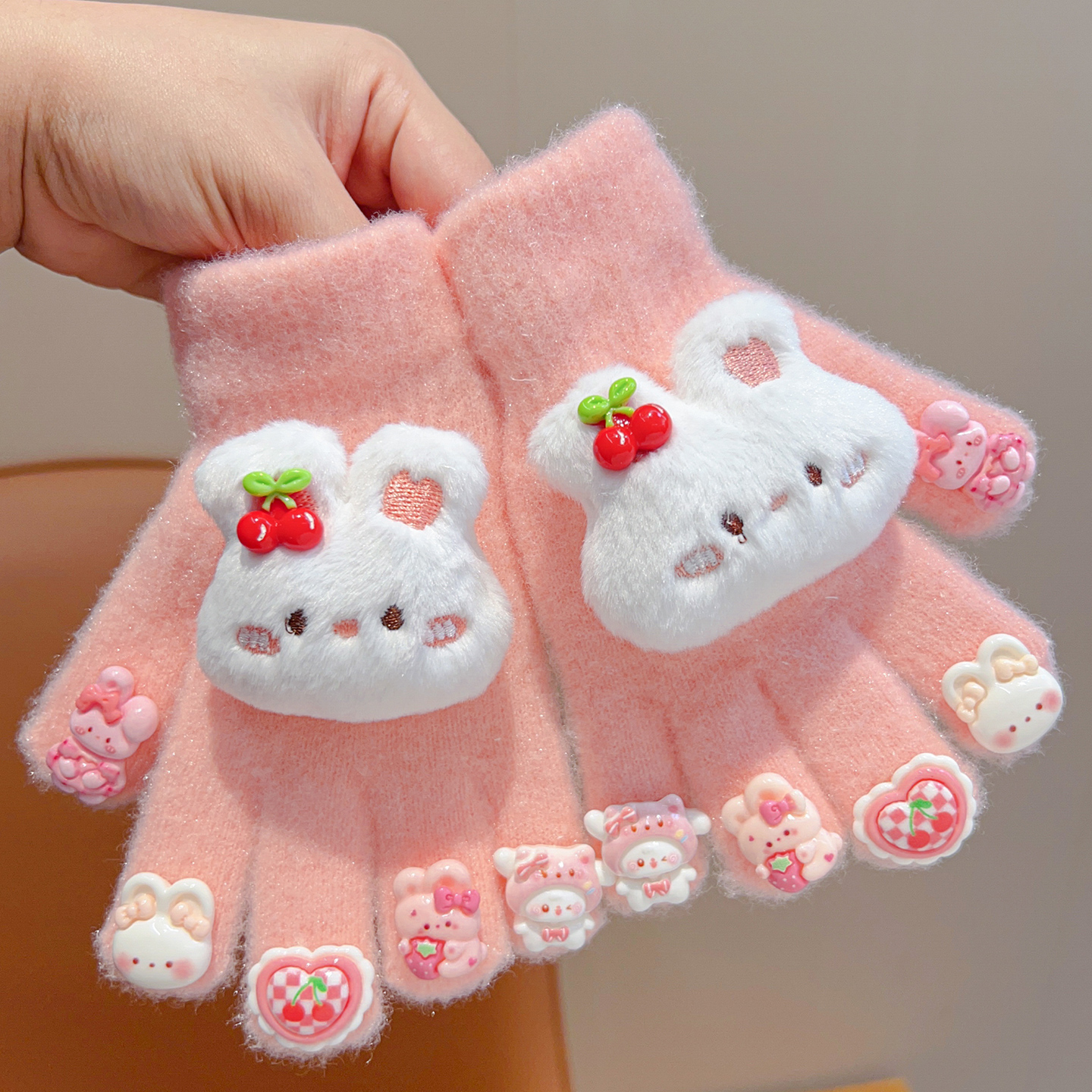 儿童手套冬天保暖五指套宝宝加绒加厚防寒女童小学生秋季分指手套